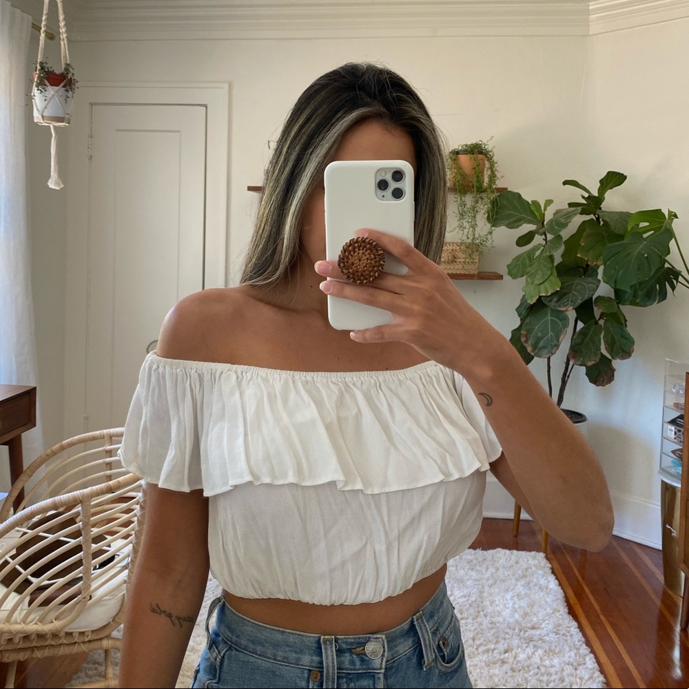 White OTS peasant top